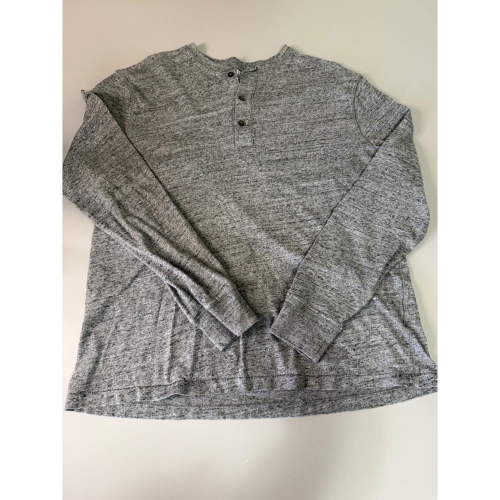J. Crew Re-Imagined Mens XL Long Sleeve Henley Shirt Heathered Grey Cotton